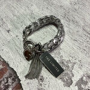 NWT The Limited Silver Tassel Charm Chain Bracelet